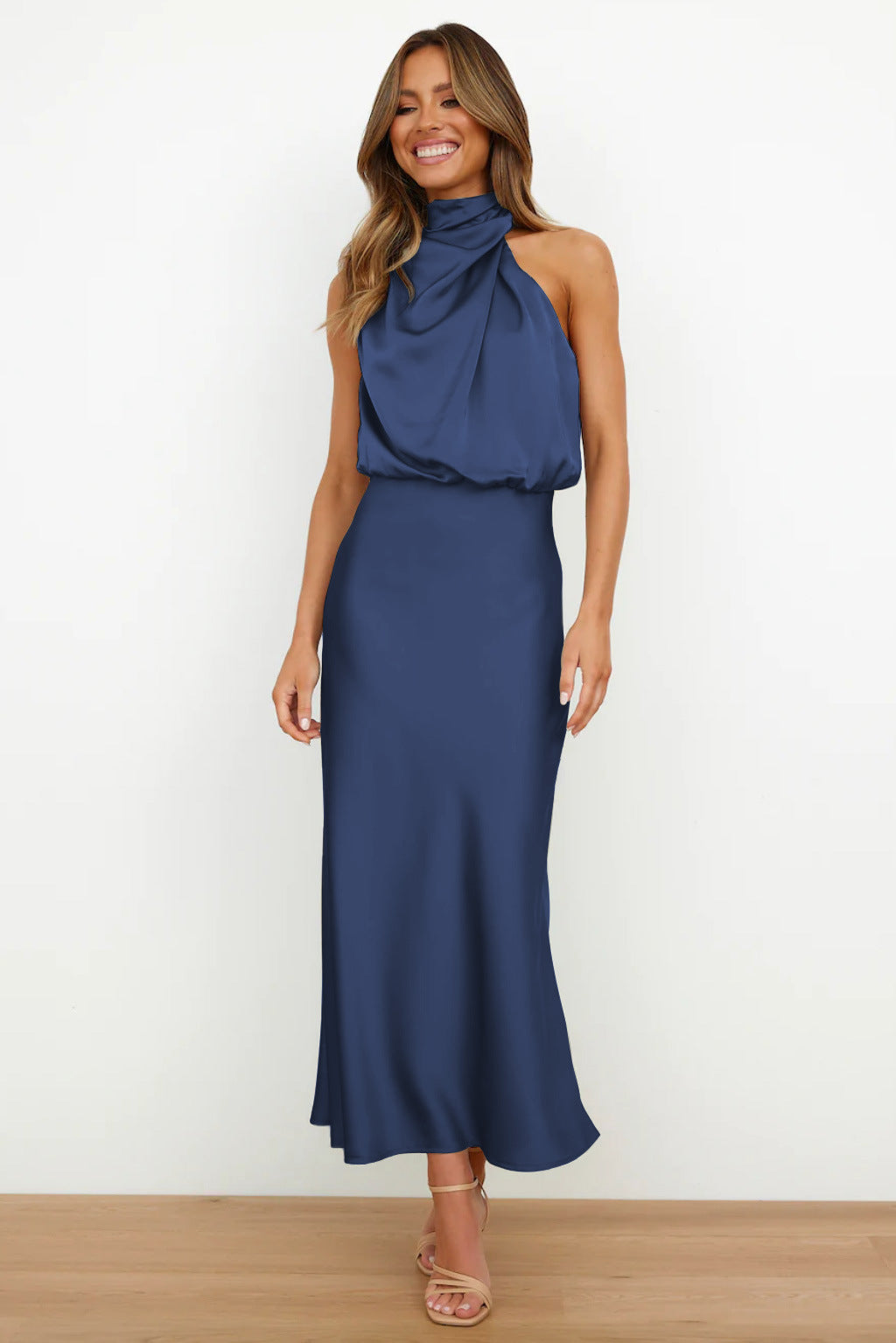 Luxe Halter Satin Dress