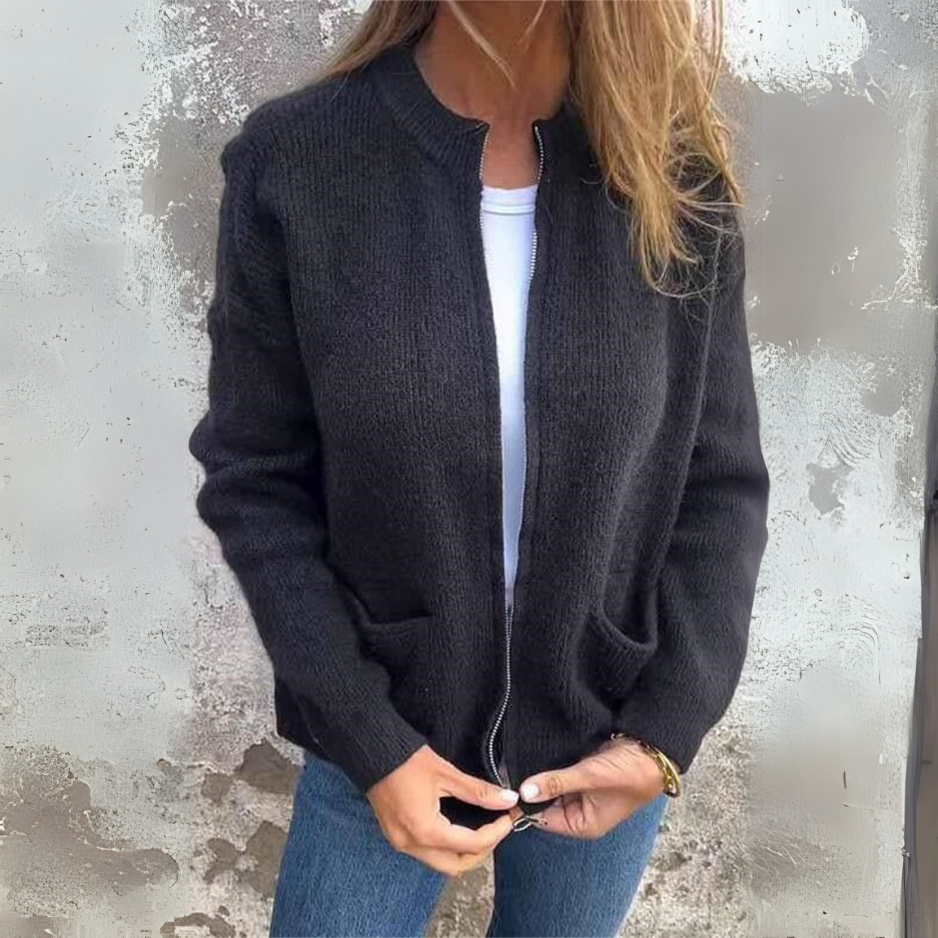 Heather Grey Knit Zip Cardigan