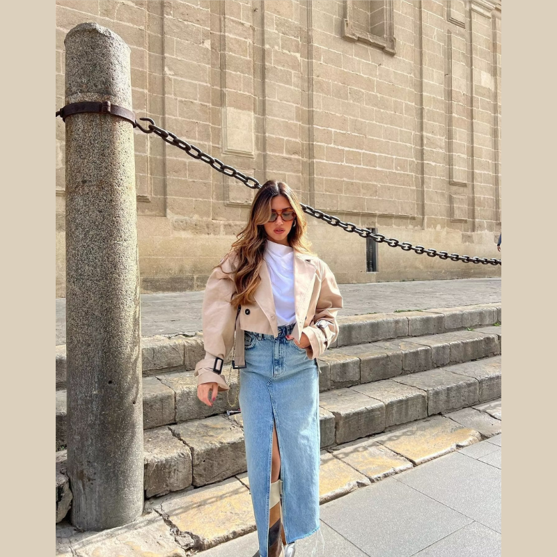 Isla – Cropped Trench Jacket