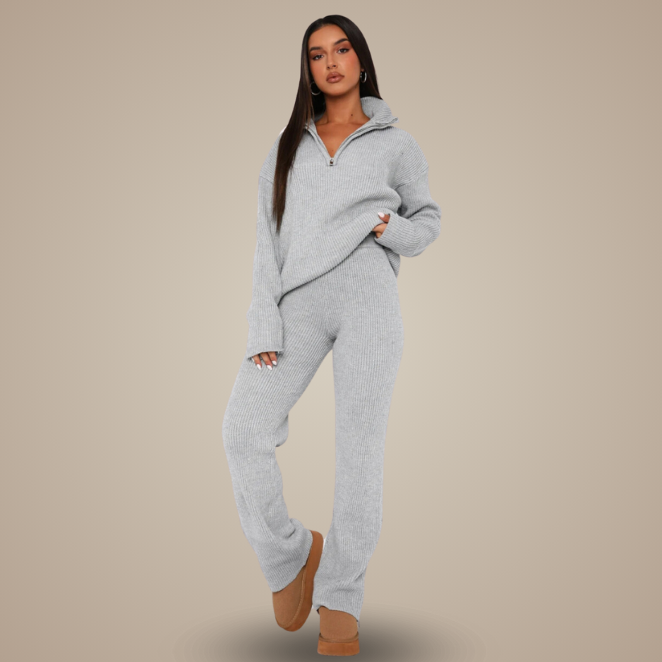 Ash Ribbed Lounge Set