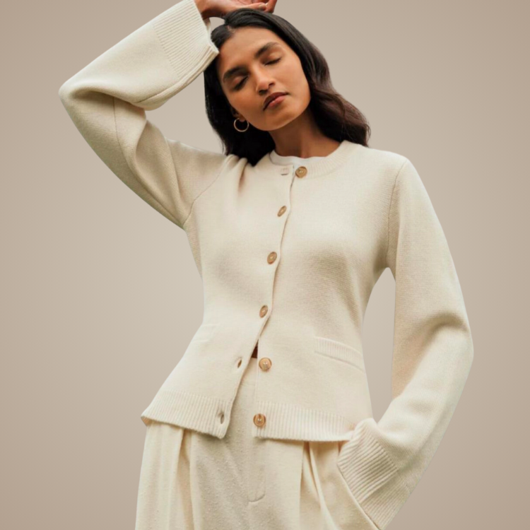 Ivory Knit Button Cardigan