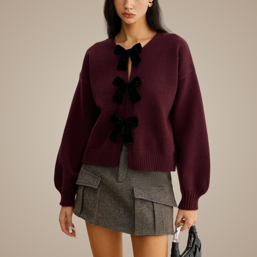 Velvet Bow Cardigan