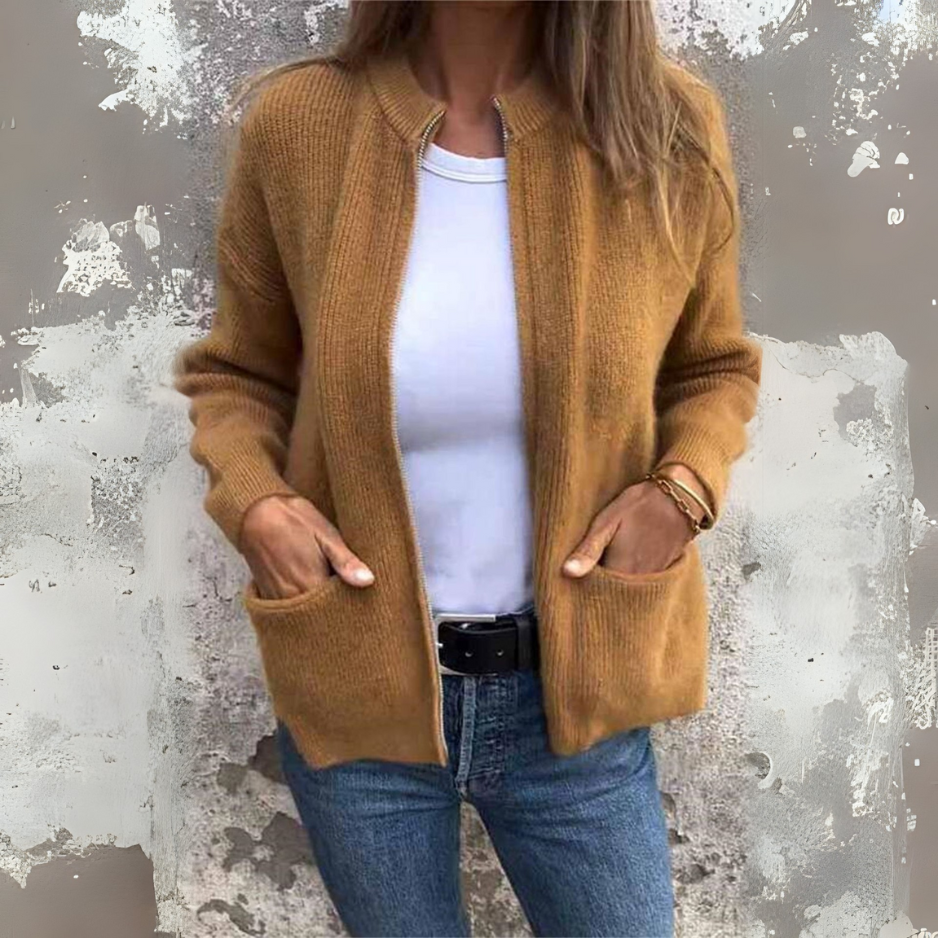 Heather Grey Knit Zip Cardigan