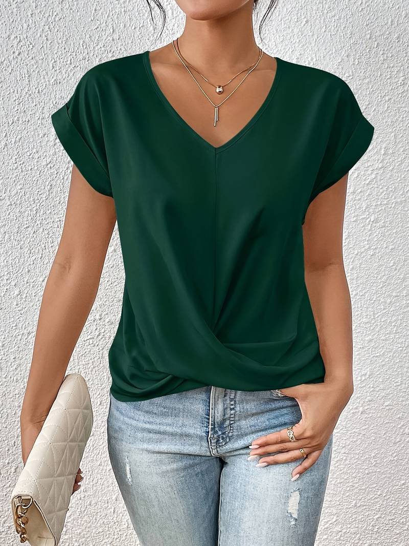 Emerald Drape Front Blouse