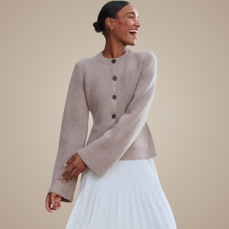 Ivory Knit Button Cardigan