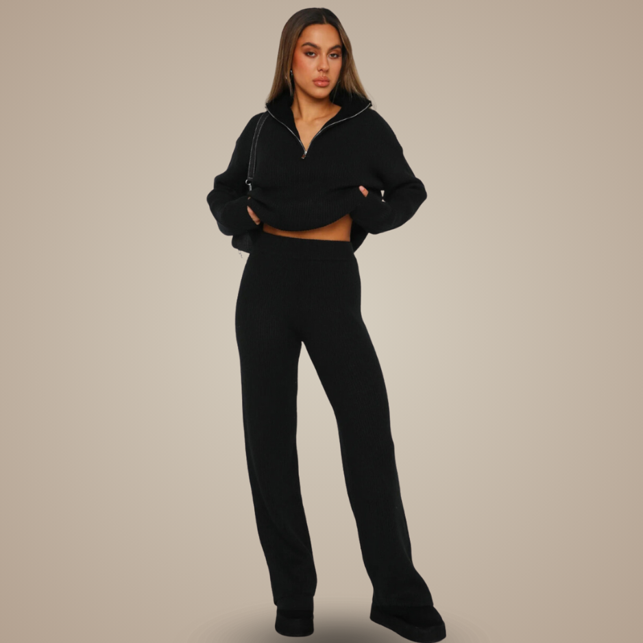 Ash Ribbed Lounge Set