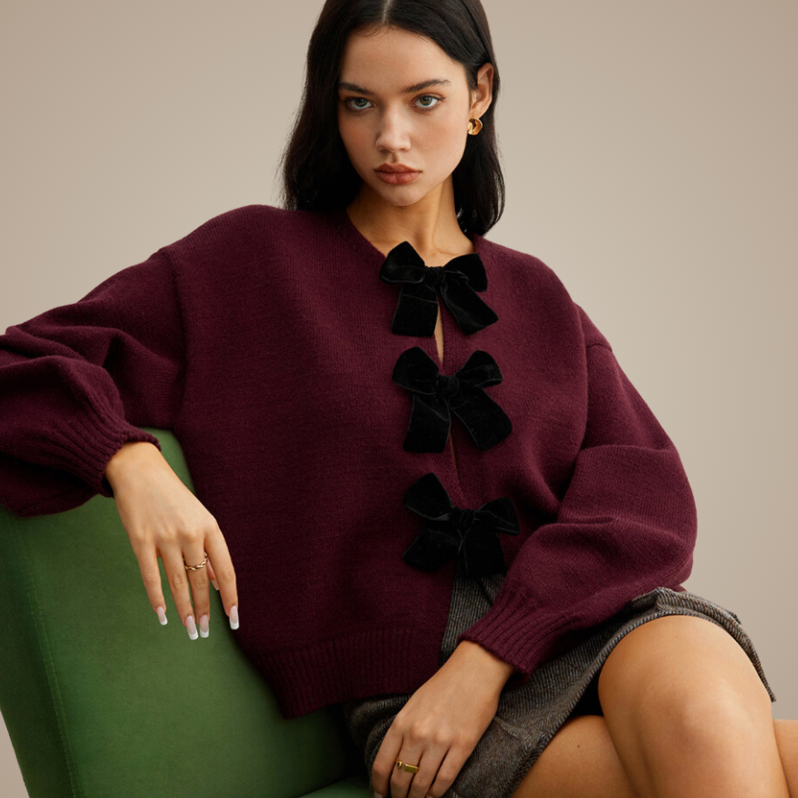 Velvet Bow Cardigan