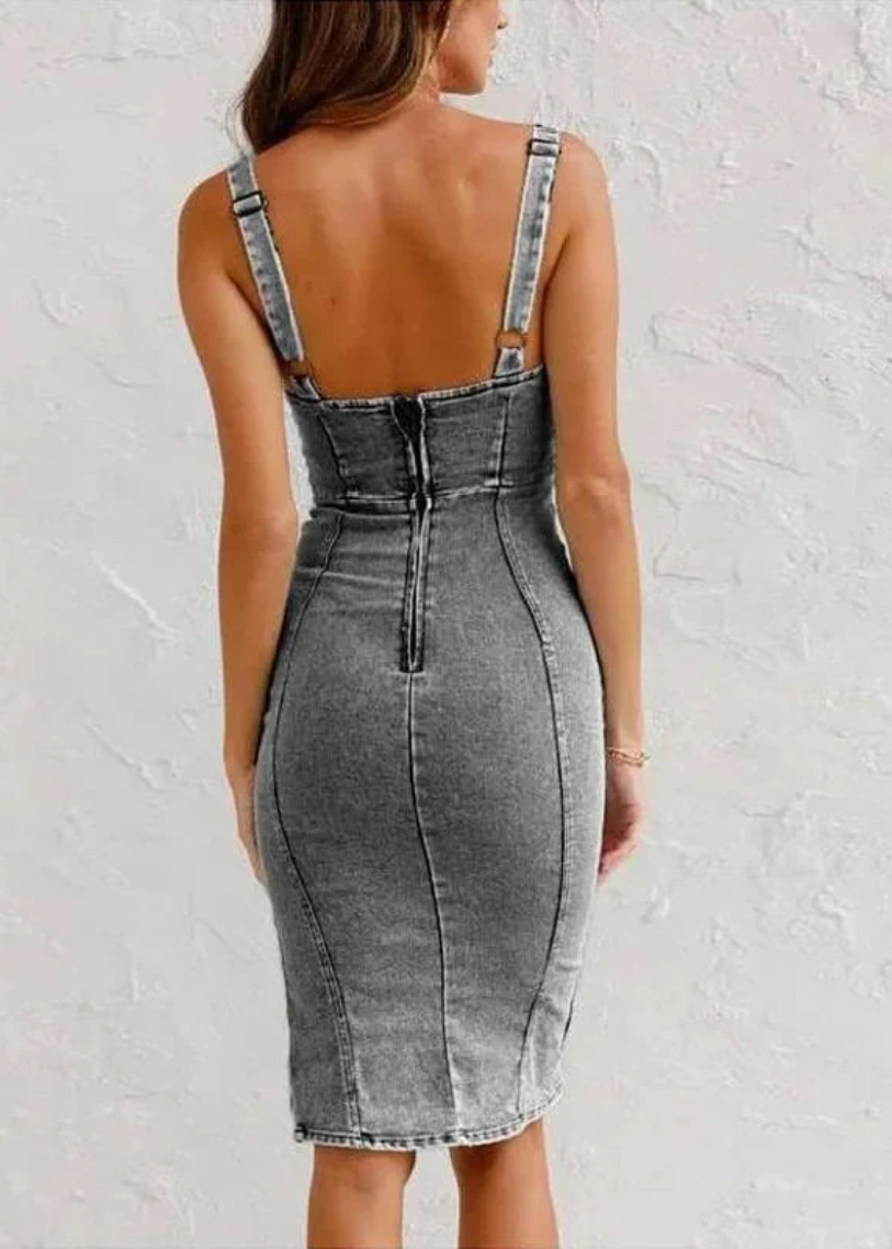 Elena Sculpt Denim Dress