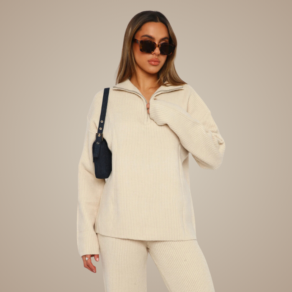 Ash Ribbed Lounge Set