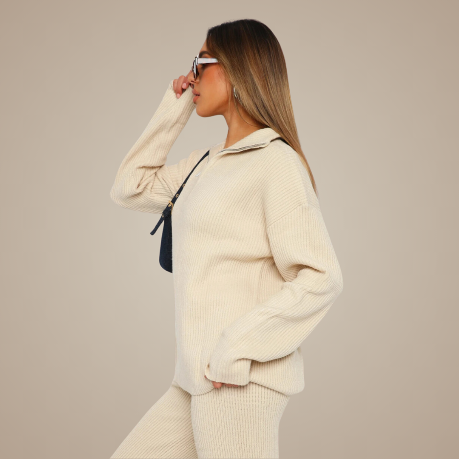 Ash Ribbed Lounge Set