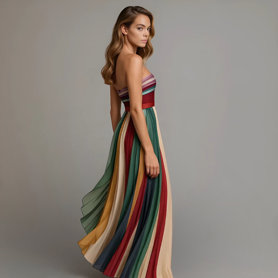 Aurora – Radiant Stripes Maxi Dress