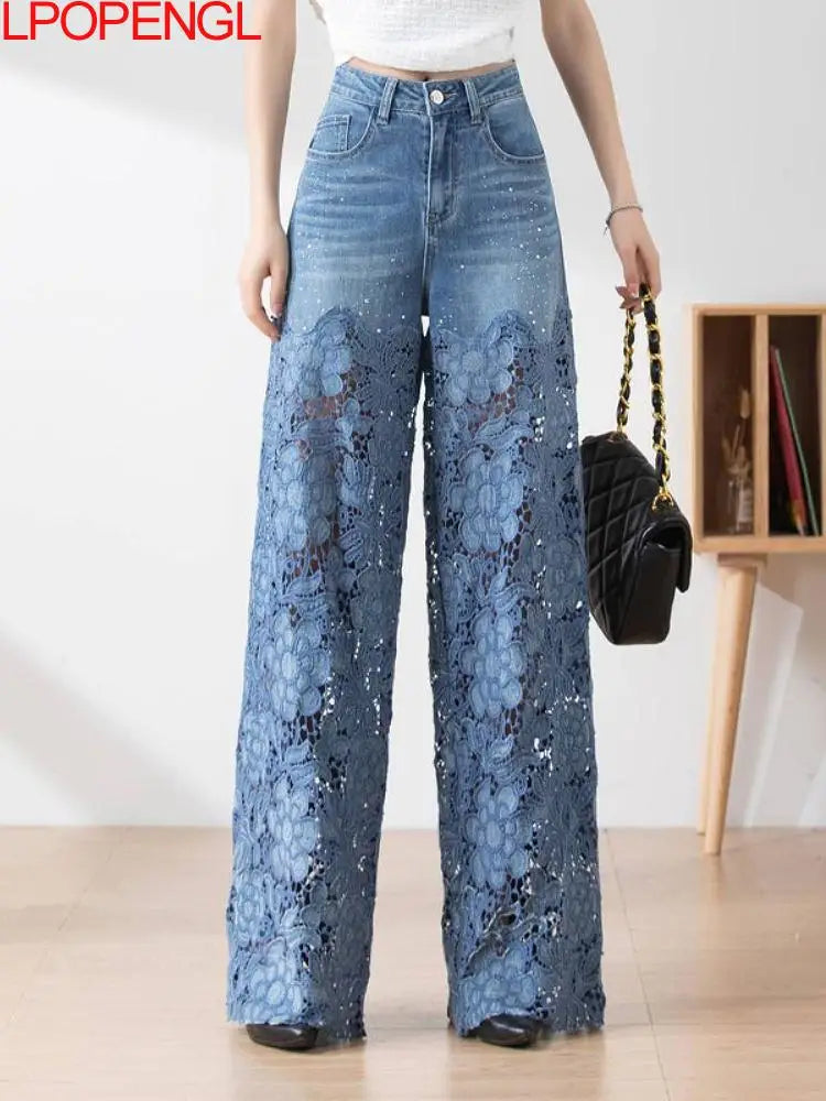 The Flora Lace Denim Trousers