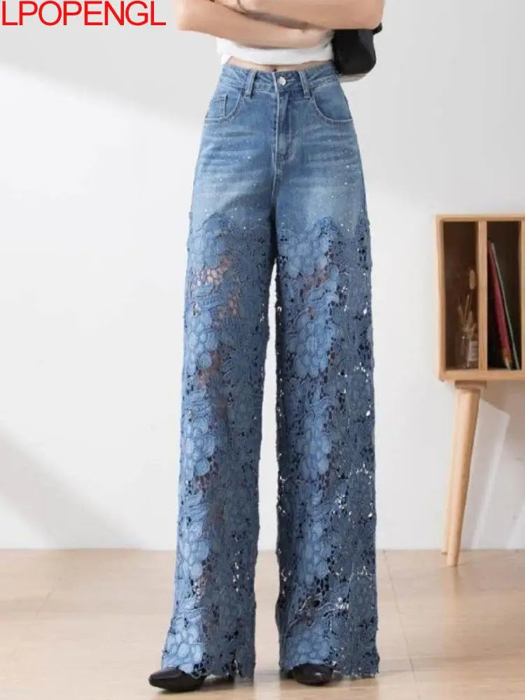 The Flora Lace Denim Trousers