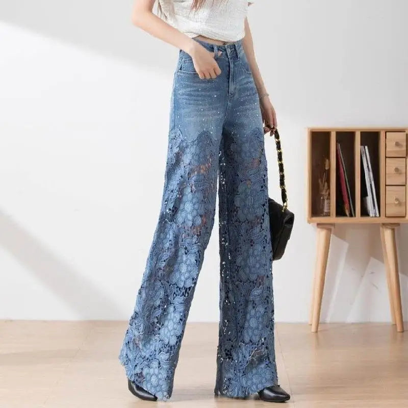 The Flora Lace Denim Trousers