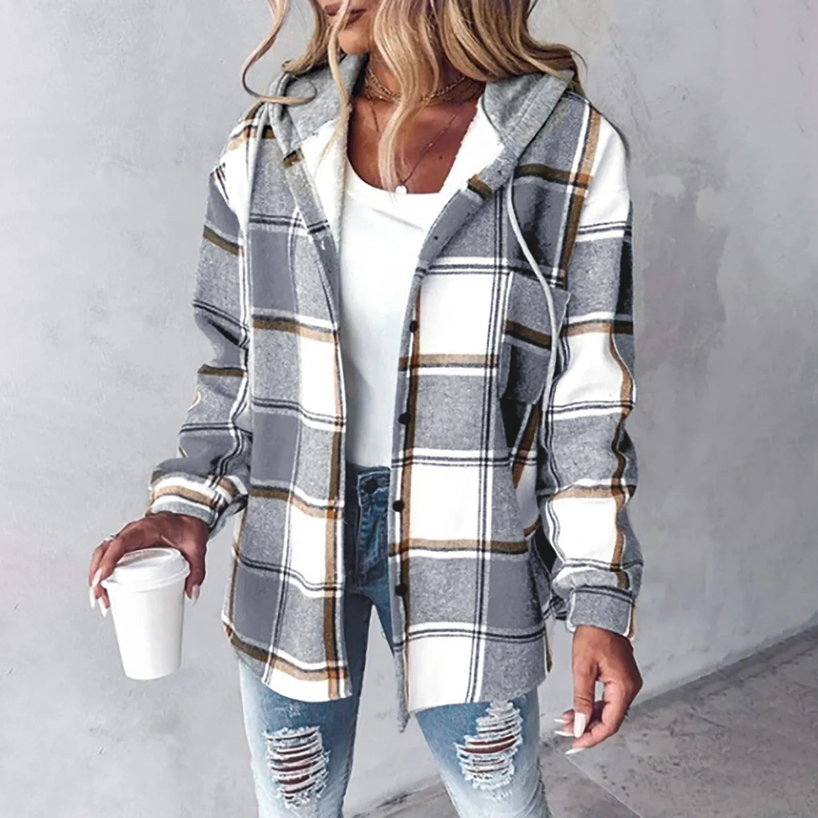 Sienna™ – Cozy Check Hooded Jacket