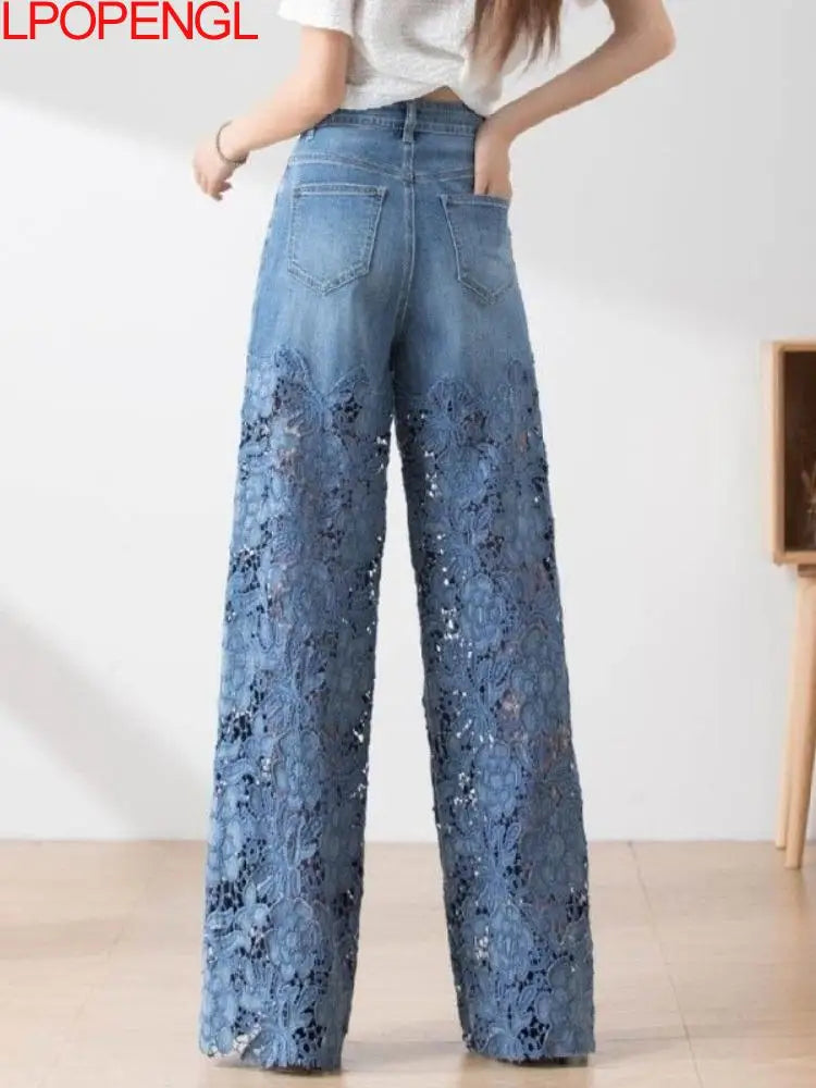 The Flora Lace Denim Trousers