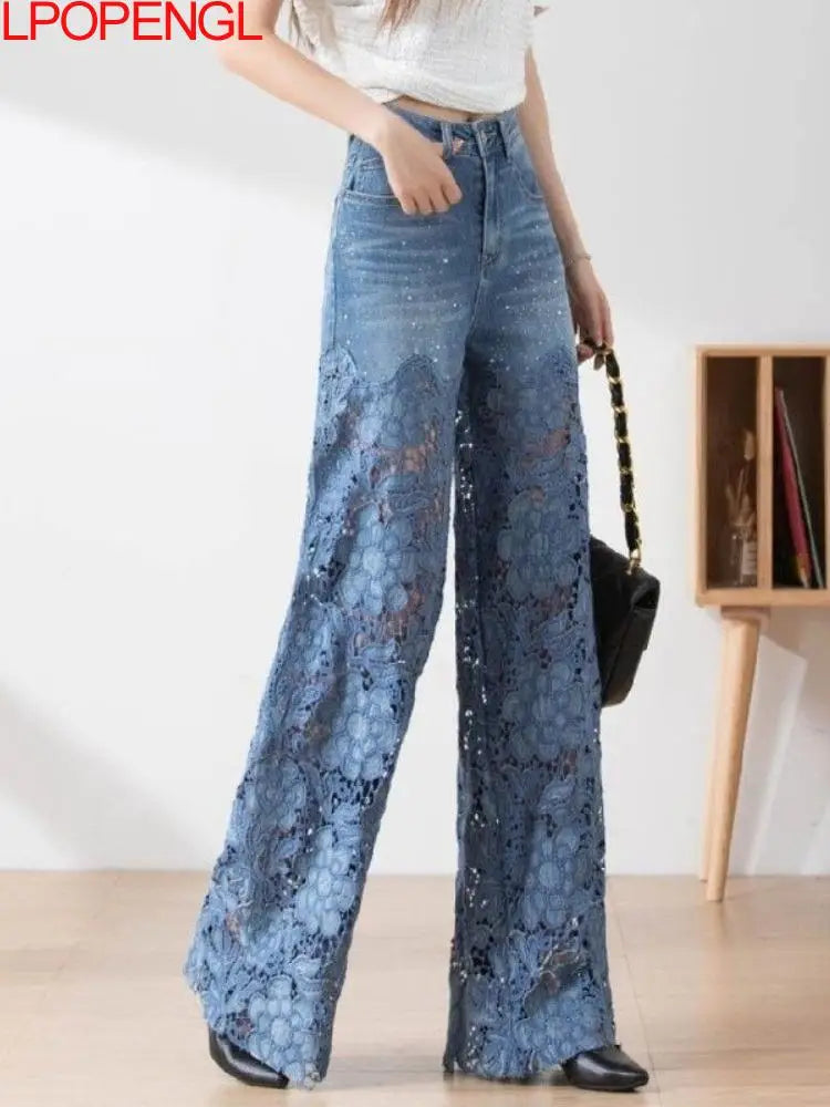 The Flora Lace Denim Trousers