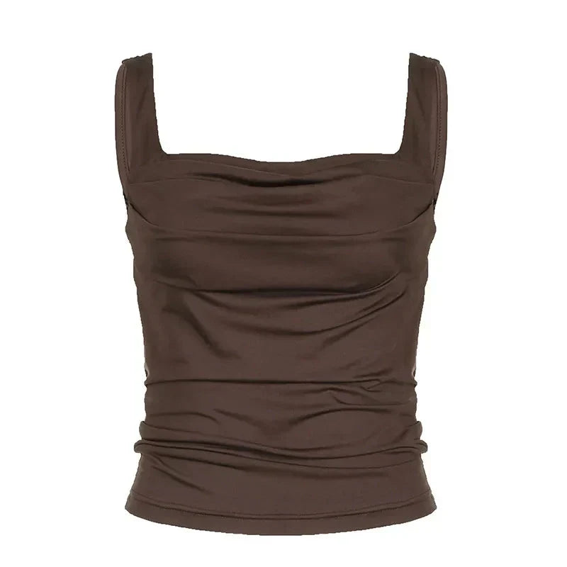 Selene – Mocha Ruched Tank Top