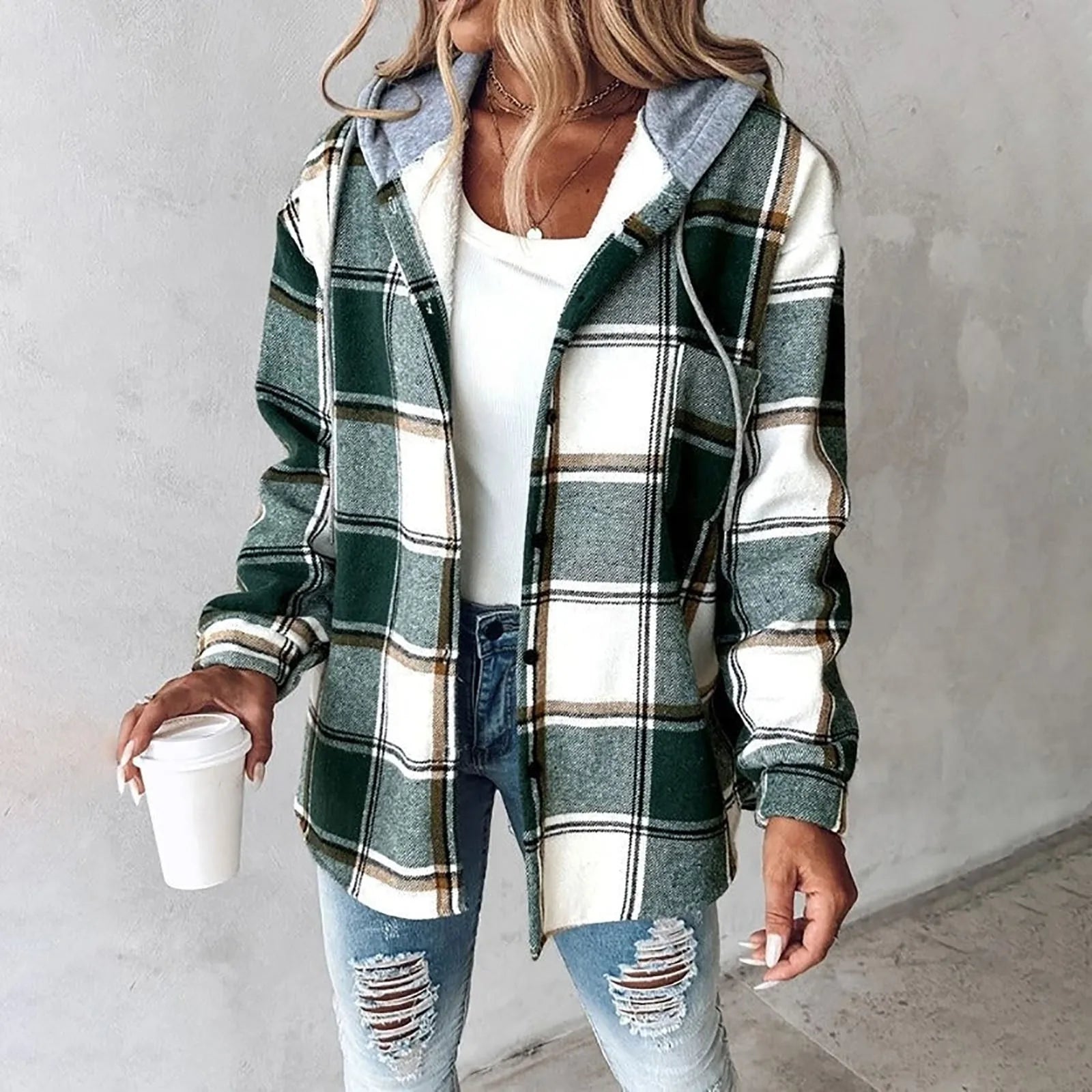Sienna™ – Cozy Check Hooded Jacket