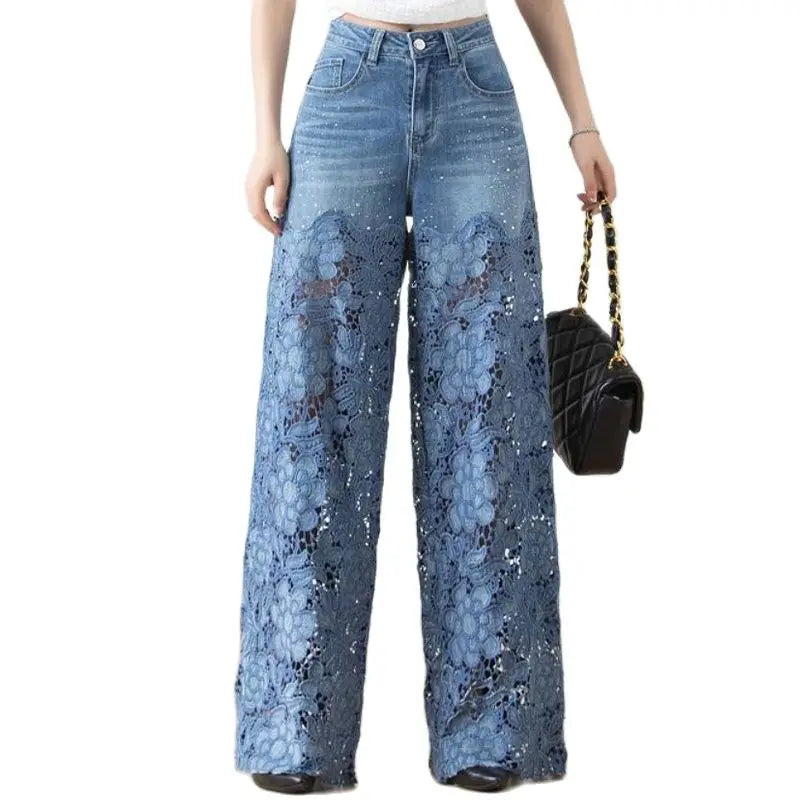 The Flora Lace Denim Trousers