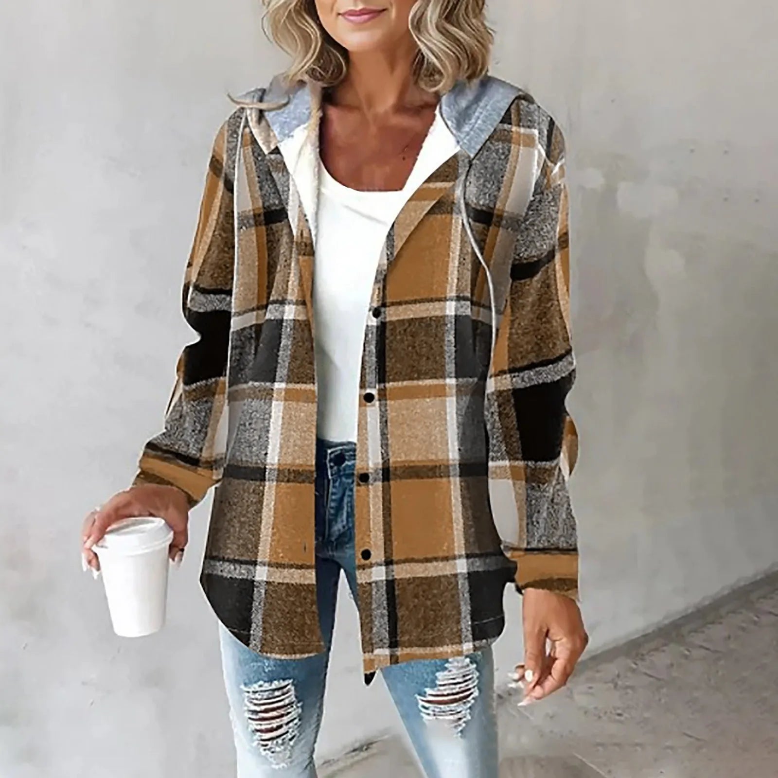Sienna™ – Cozy Check Hooded Jacket