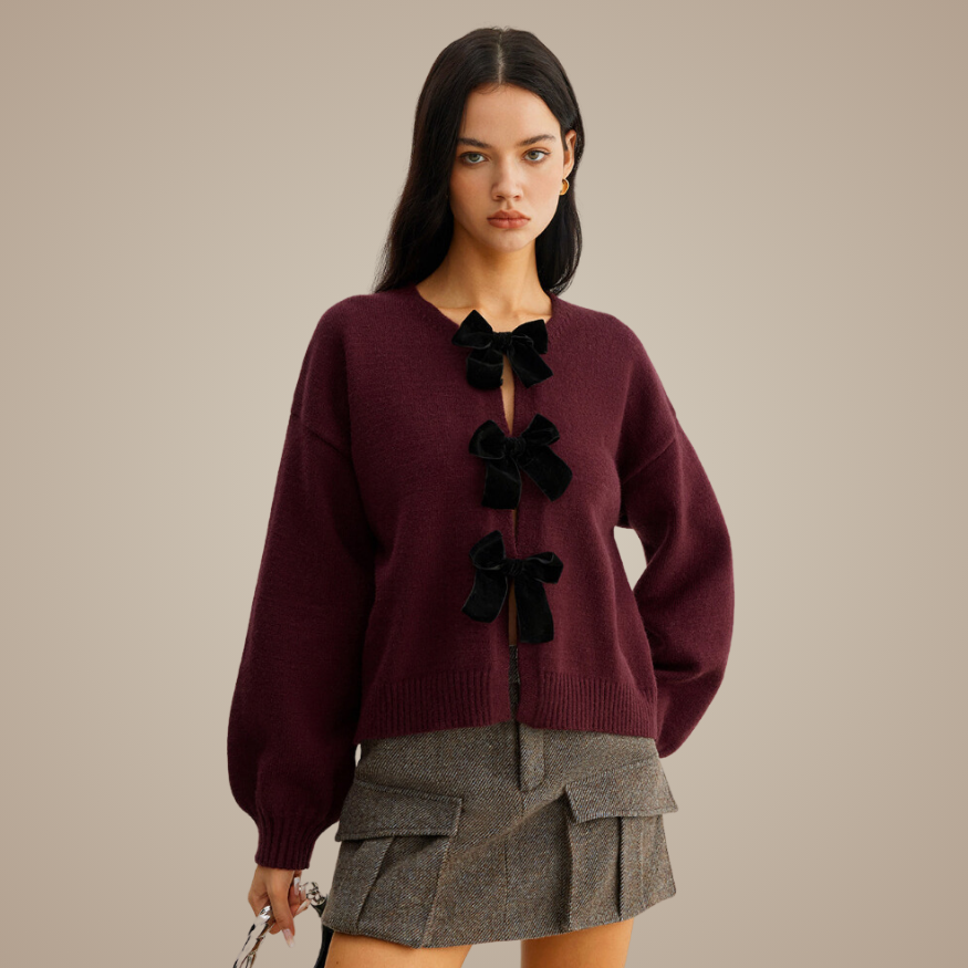 Velvet Bow Cardigan
