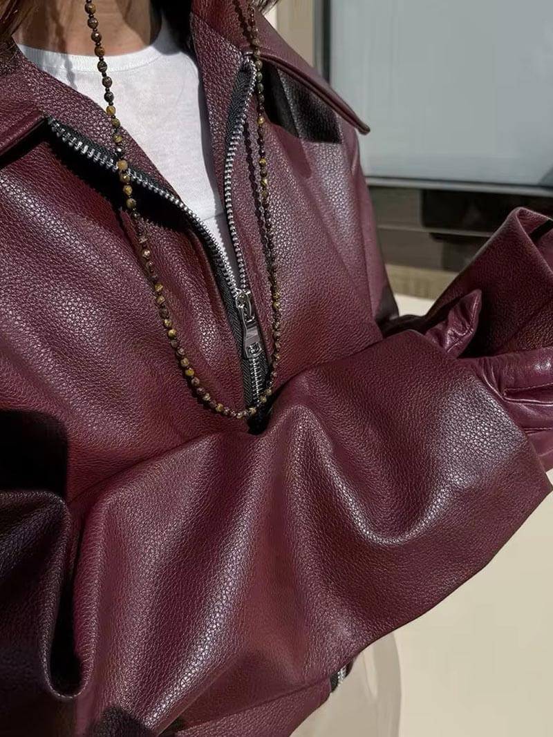 Isla – Bordeaux Leather Jacket