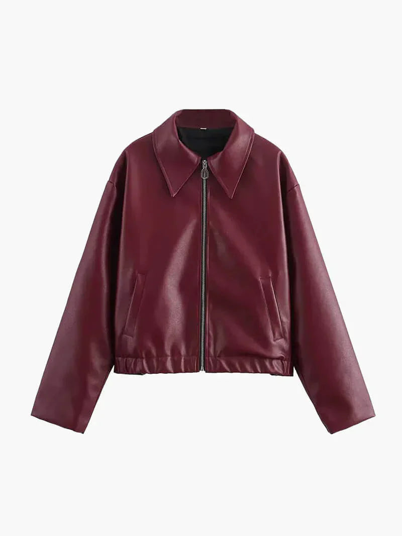 Isla – Bordeaux Leather Jacket
