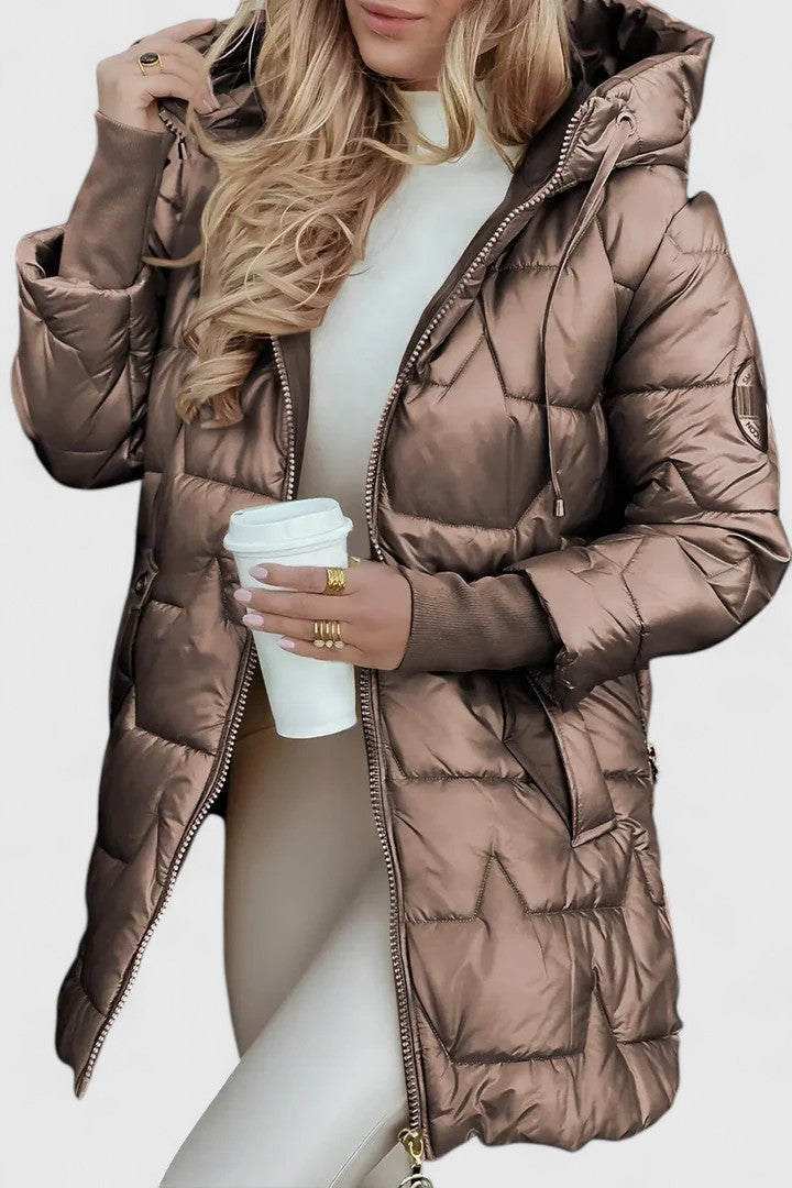 Aurelia™ – Golden Glow Puffer Jacket
