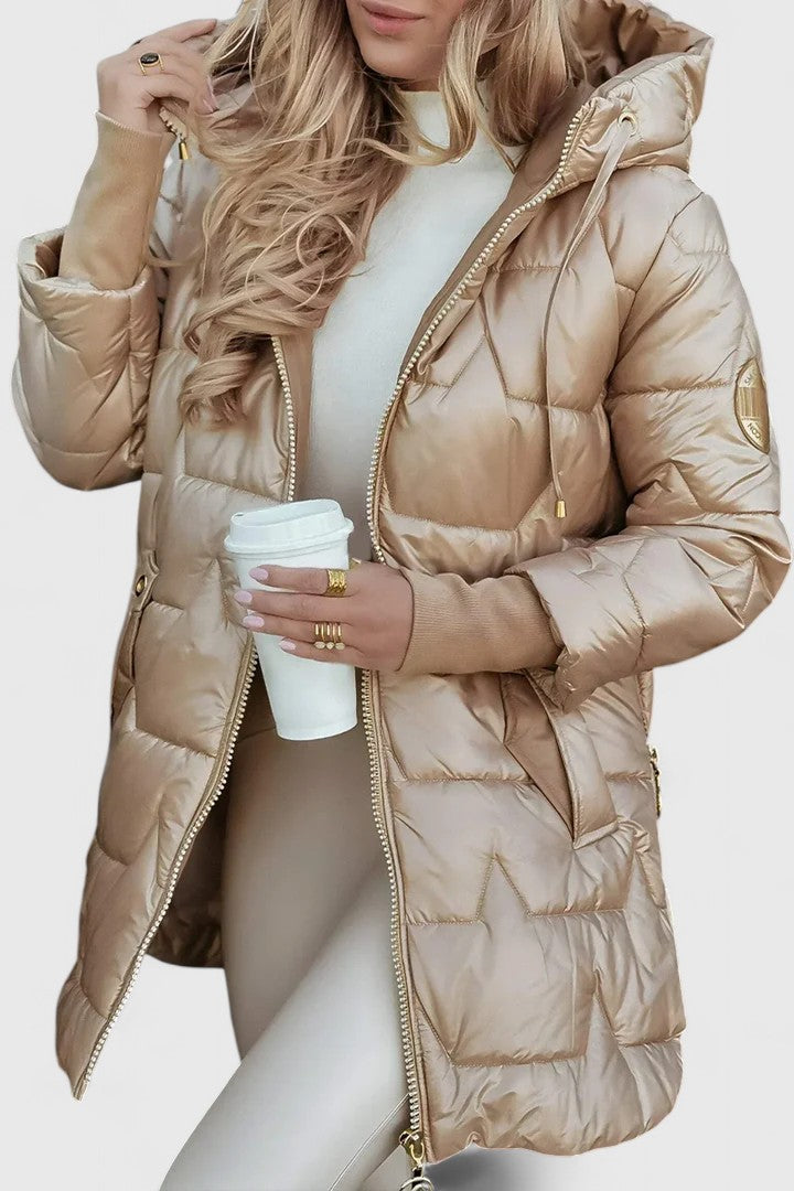 Aurelia™ – Golden Glow Puffer Jacket