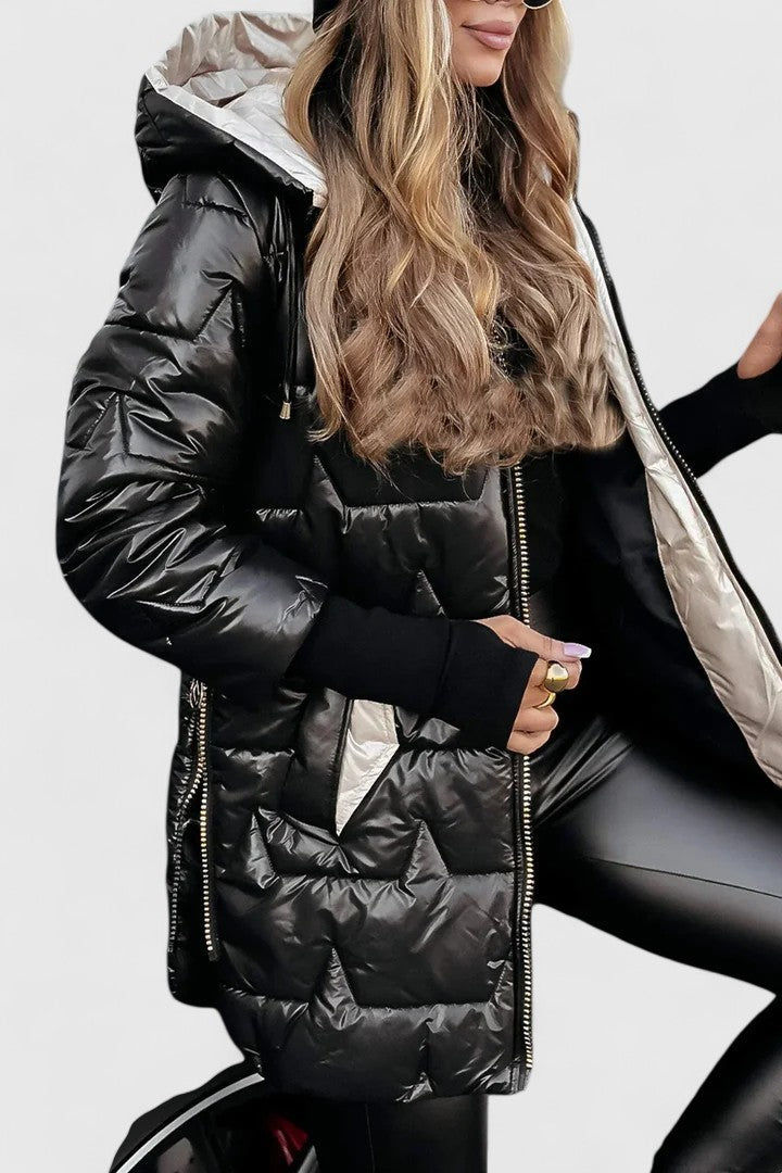 Aurelia™ – Golden Glow Puffer Jacket