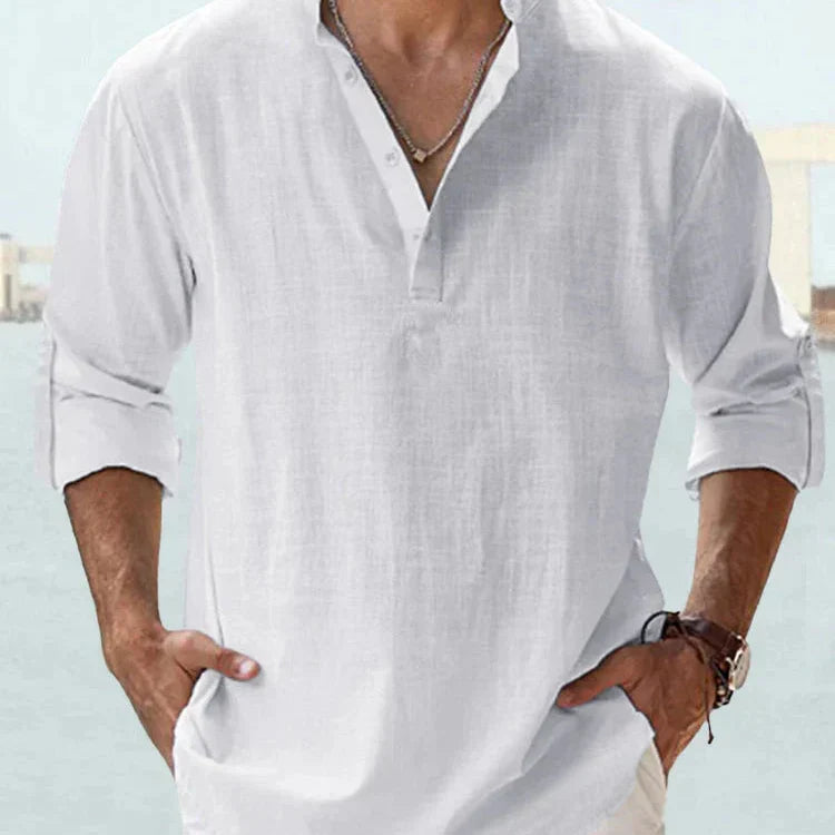 Santorini Breeze Linen Shirt