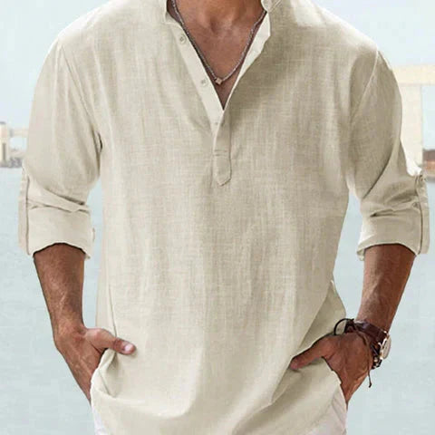 Santorini Breeze Linen Shirt