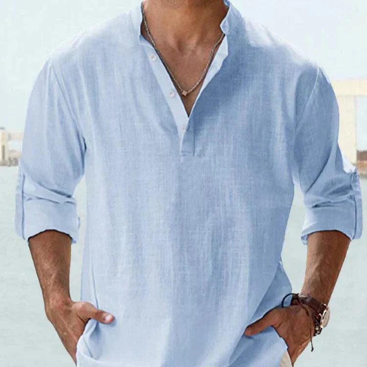 Santorini Breeze Linen Shirt