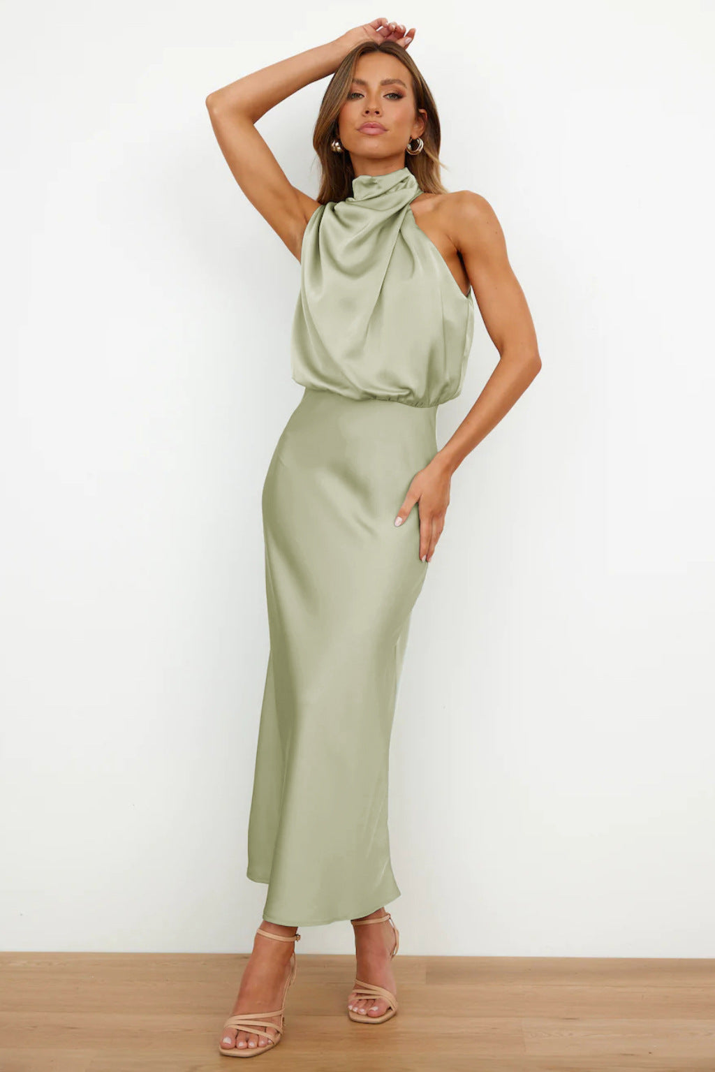 Luxe Halter Satin Dress