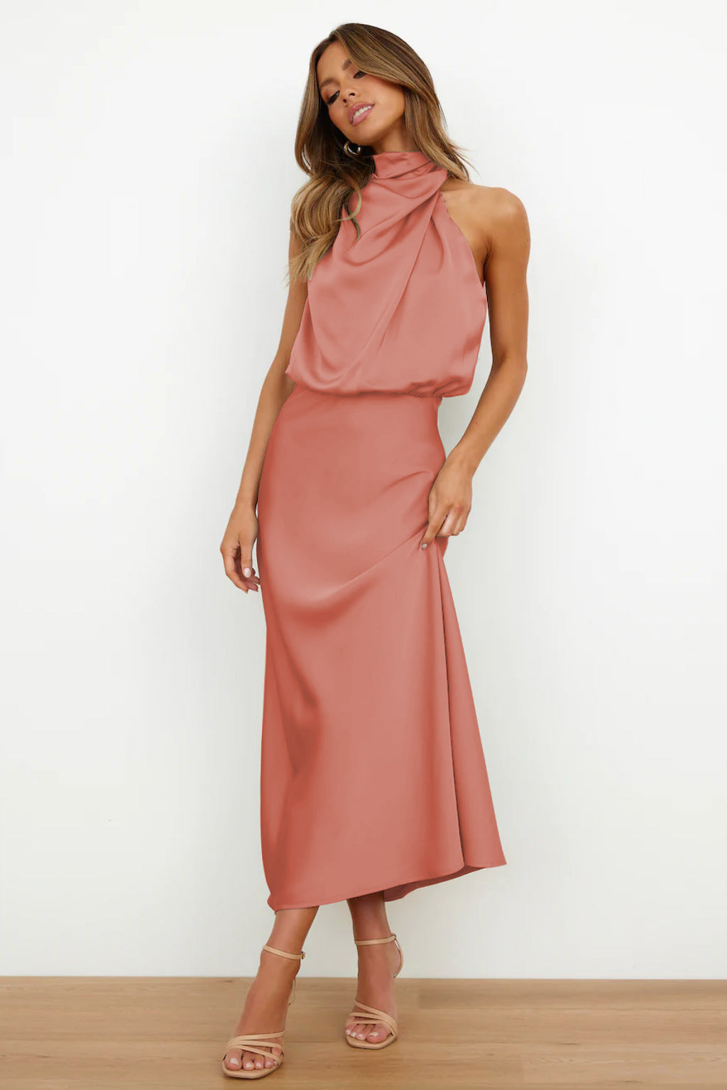 Luxe Halter Satin Dress