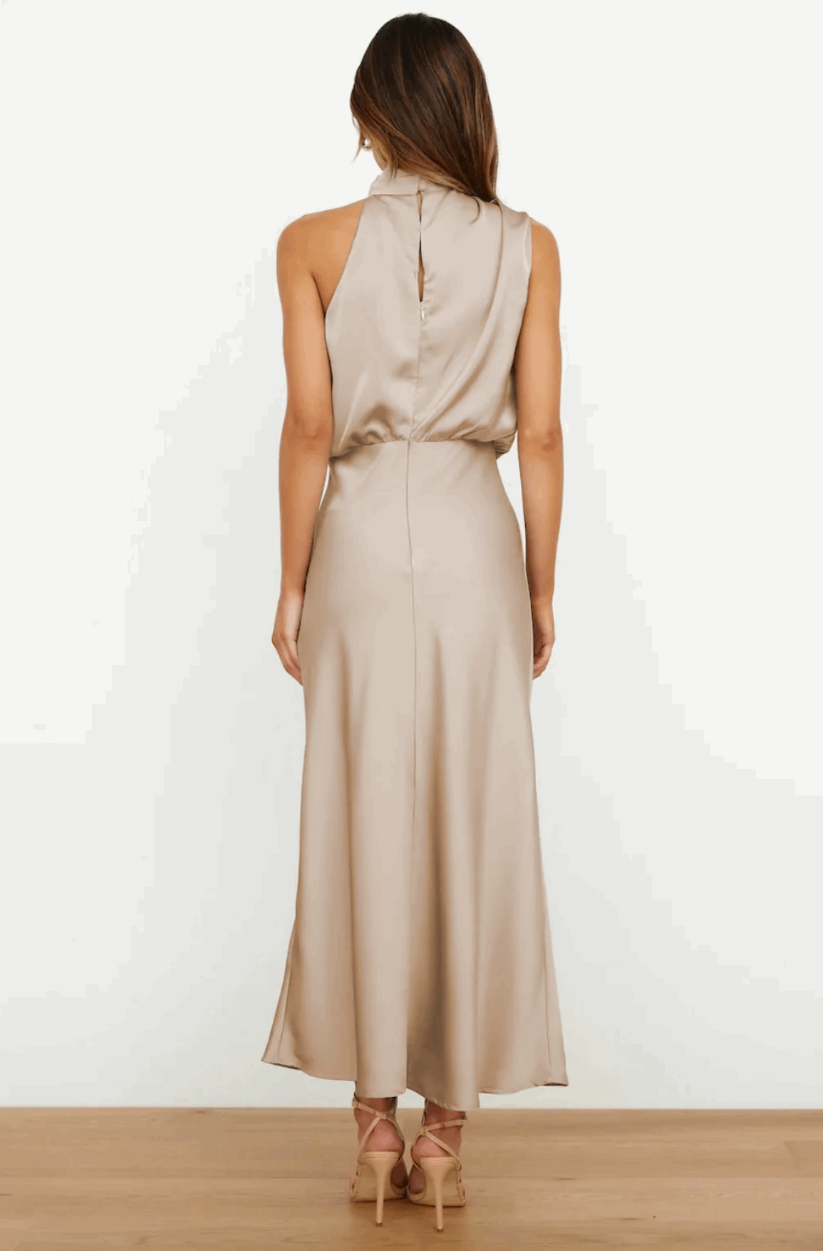Luna Satin Drape Gown – Blush Edition