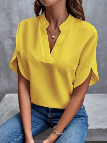 Ivory V-Neck Draped Blouse