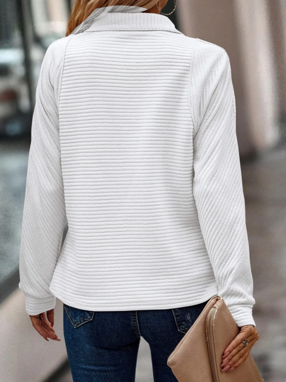 Blush Ribbed Zip Pullover