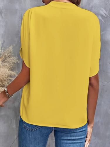 Ivory V-Neck Draped Blouse