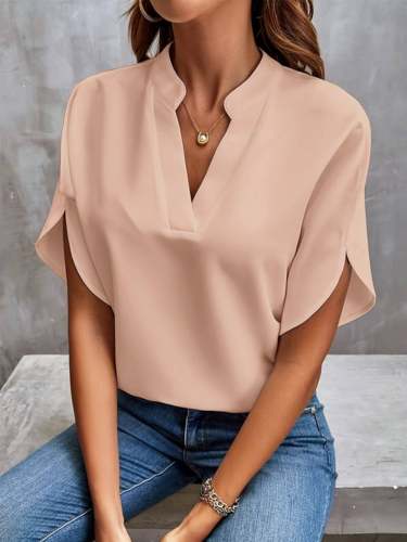 Ivory V-Neck Draped Blouse