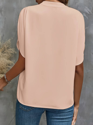 Ivory V-Neck Draped Blouse