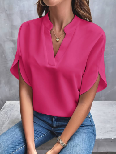 Ivory V-Neck Draped Blouse