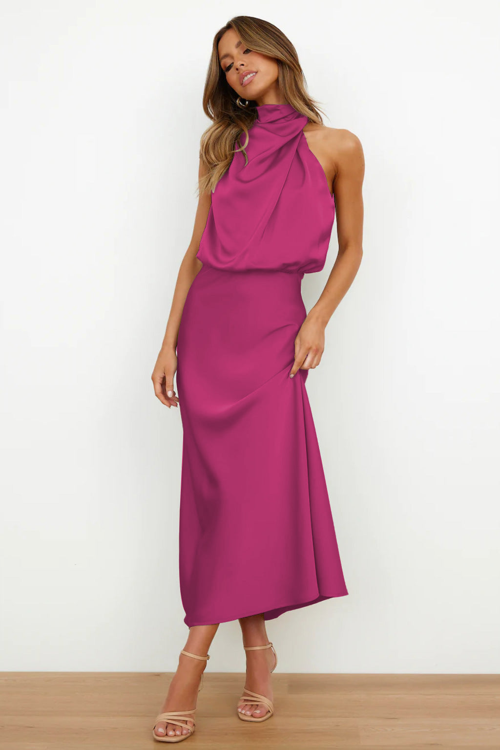 Luxe Halter Satin Dress