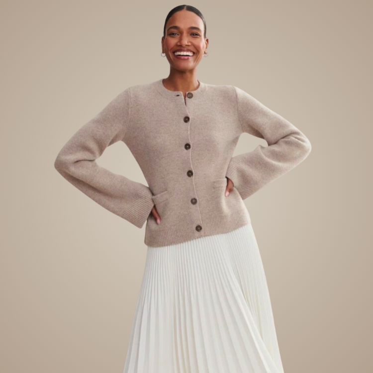 Ivory Knit Button Cardigan