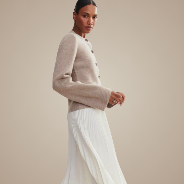 Ivory Knit Button Cardigan