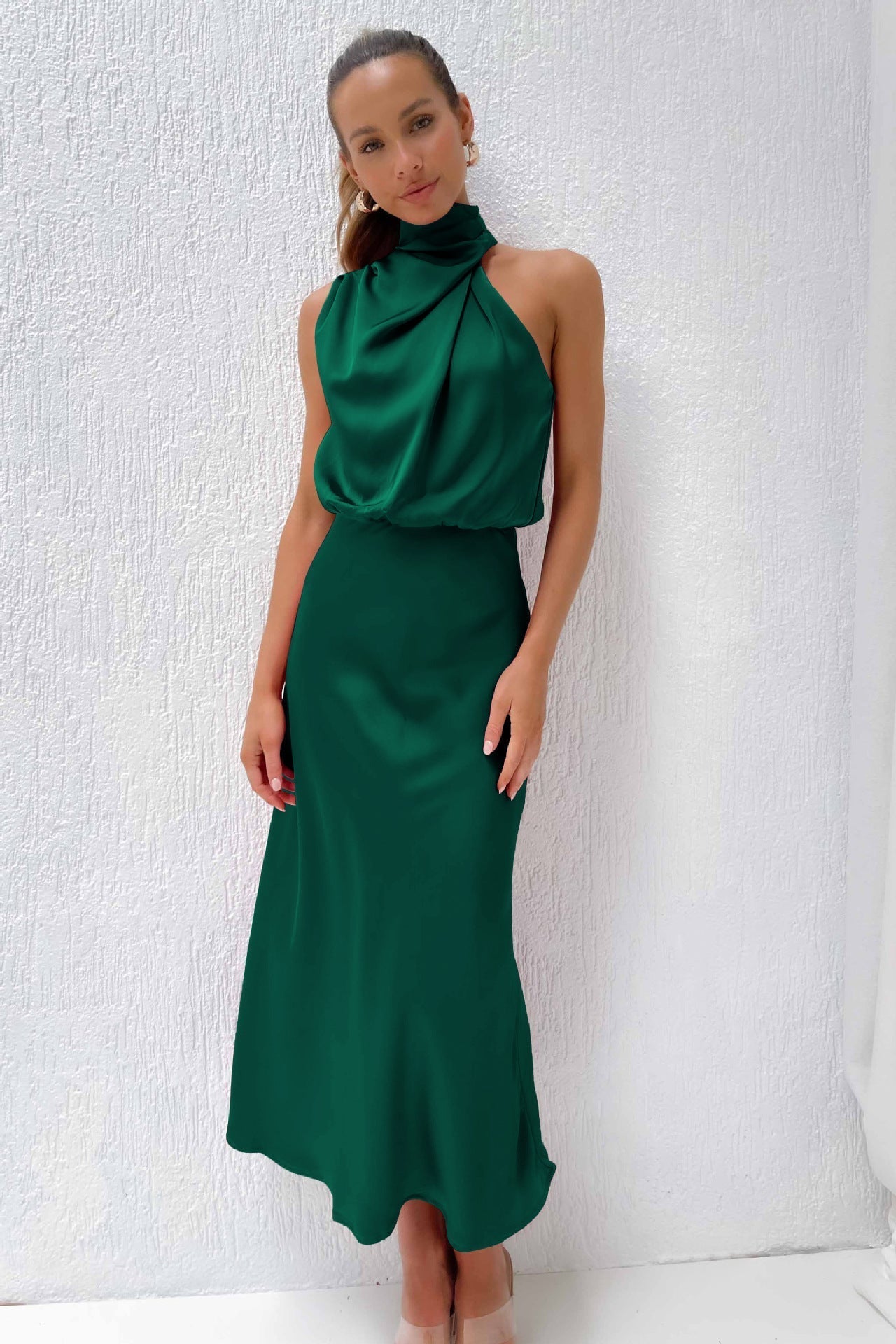Luxe Halter Satin Dress