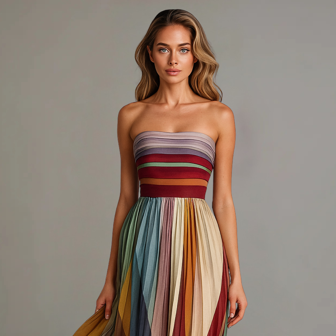 Aurora – Radiant Stripes Maxi Dress