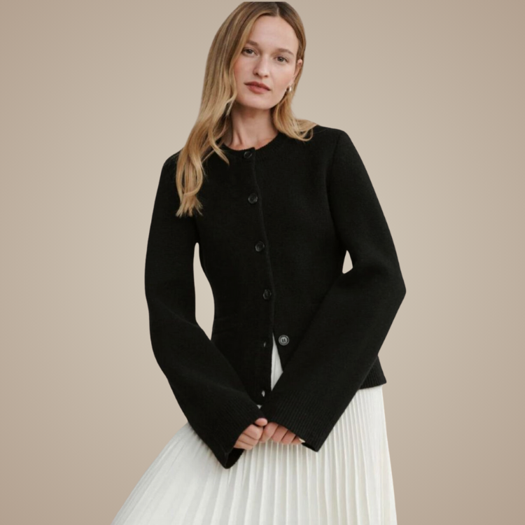 Ivory Knit Button Cardigan