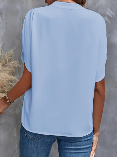 Ivory V-Neck Draped Blouse